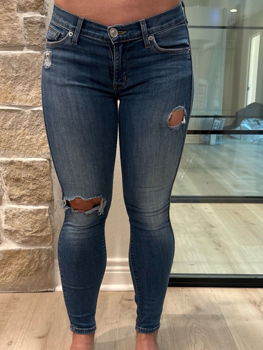 HUDSON size 25 Blue skinny ripped jeans#denim